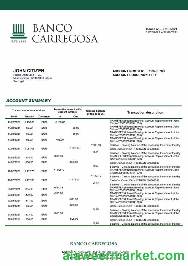 Portugal Banco Carregosa word pdf